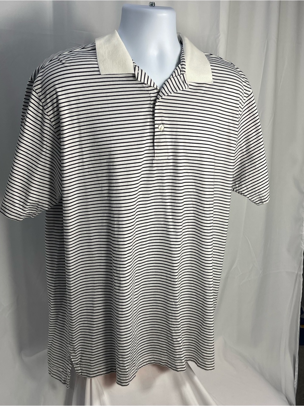 Peter Millar White Polo w/ Black Micro Stripes Hard to find early release piece